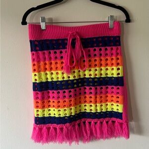 CAPSULLE Vibrant Multicolor Fringe Mini Skirt